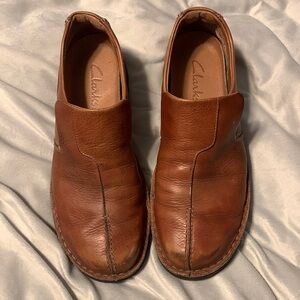 Clarks mens slip on leather clog euro style brown size 12 active air renfaire
